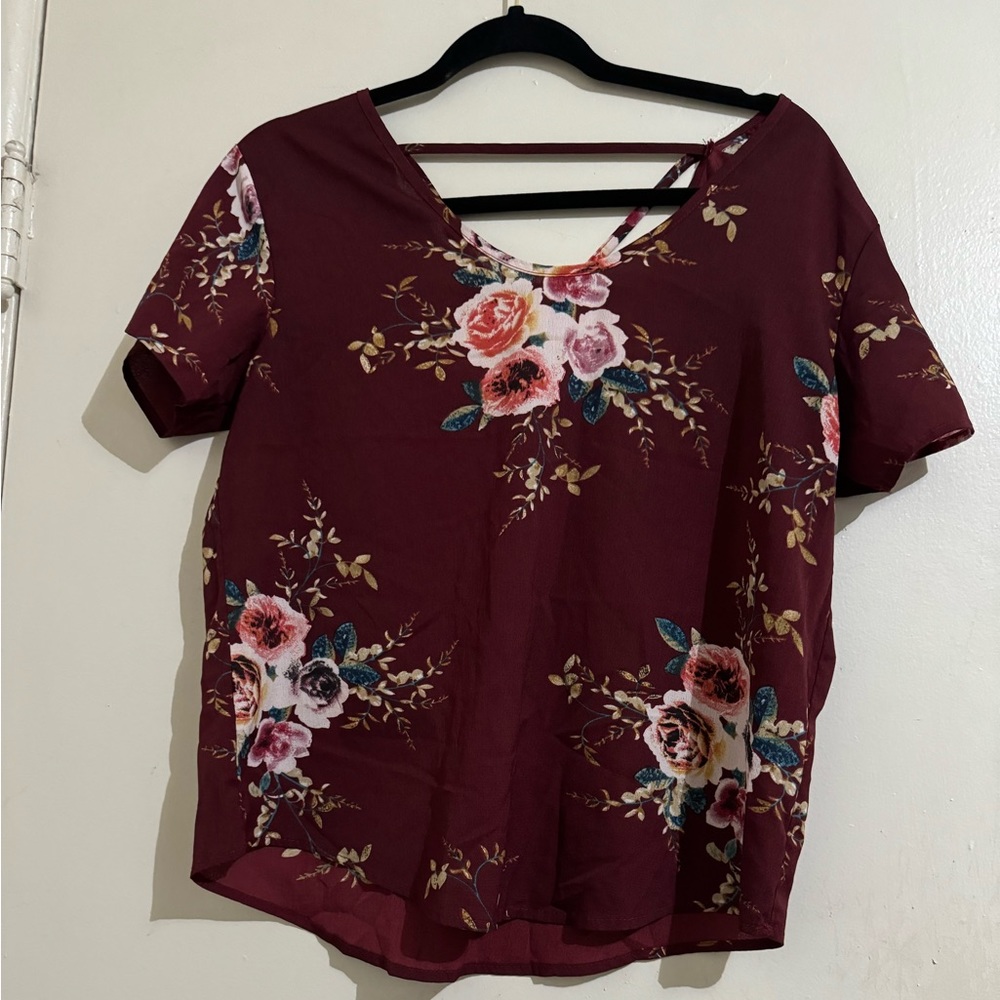 Burgundy rose shirt